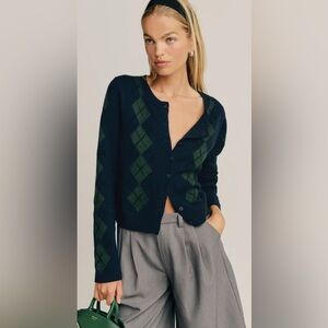 Reformation Clara Cashmere Crew Cardigan Sweater